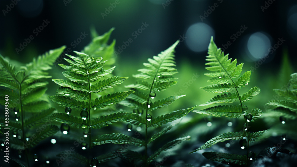 fresh fern in the forest, close up.