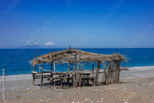Abandoned Beach bar on Spring beach in Caldera  Sicily