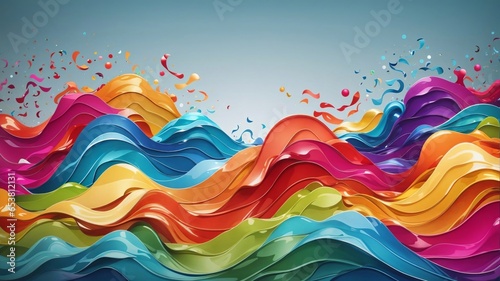 3D Colorful Abstract Wave Background. Sharp Focus, Intricate Details, Highly Detailed, Colorful, Wavy Texture Rainbow Background.