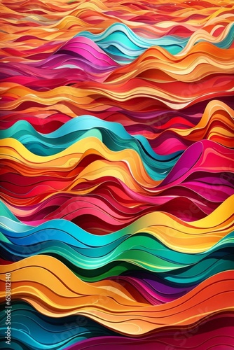3D Colorful Abstract Wave Background. Sharp Focus, Intricate Details, Highly Detailed, Colorful, Wavy Texture Rainbow Background.