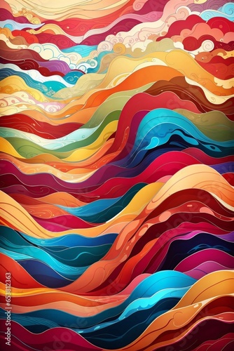 3D Colorful Abstract Wave Background. Sharp Focus, Intricate Details, Highly Detailed, Colorful, Wavy Texture Rainbow Background.