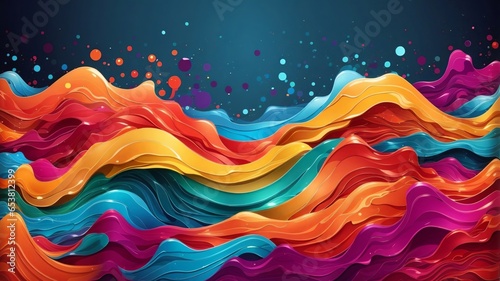 3D Colorful Abstract Wave Background. Sharp Focus, Intricate Details, Highly Detailed, Colorful, Wavy Texture Rainbow Background.