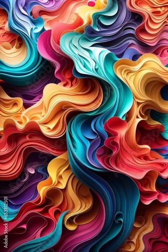 3D Colorful Abstract Wave Background. Sharp Focus, Intricate Details, Highly Detailed, Colorful, Wavy Texture Rainbow Background.