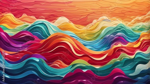 3D Colorful Abstract Wave Background. Sharp Focus, Intricate Details, Highly Detailed, Colorful, Wavy Texture Rainbow Background.