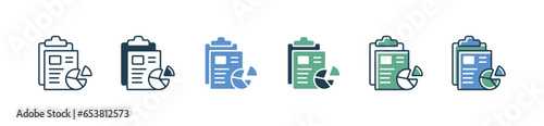 monitoring marketing data analysis pie chart graph document clipboard icon vector business profit evaluation financial gain statistic report symbol illustration 