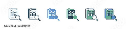 business document data analysis clipboard chart bar icon datum financial profit statistic diagram vector search magnifier earning growth presentation paperclip symbol illustration