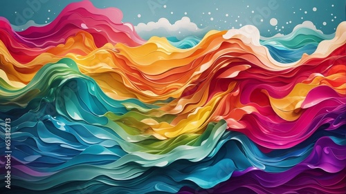 3D Colorful Abstract Wave Background. Sharp Focus, Intricate Details, Highly Detailed, Colorful, Wavy Texture Rainbow Background.