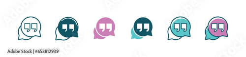 simple bubble chat talk communication dialogue quotes icon vector business online speech social discussion set symbol illustration