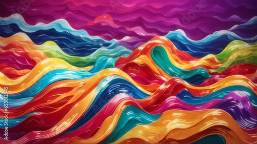 3D Colorful Abstract Wave Background. Sharp Focus, Intricate Details, Highly Detailed, Colorful, Wavy Texture Rainbow Background.