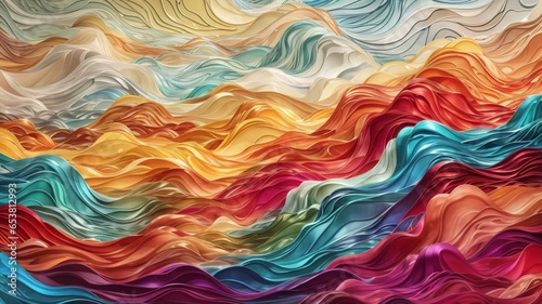 3D Colorful Abstract Wave Background. Sharp Focus, Intricate Details, Highly Detailed, Colorful, Wavy Texture Rainbow Background.
