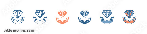 hand holding a diamond gemstone business core value icon jewelry precious crystal vector success company symbol illustration