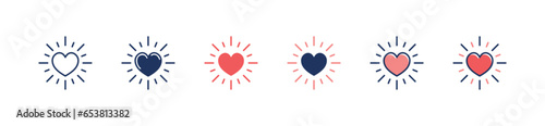 love heart glowing and shiny core value icon vector business integrity, trust, passion, valentine, honesty, culture, and commitment symbol illustration for web and app template design