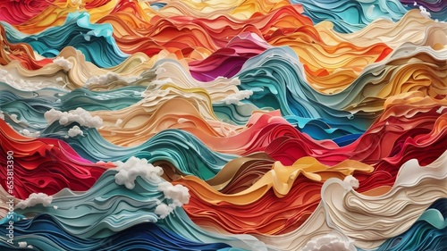 3D Colorful Abstract Wave Background. Sharp Focus, Intricate Details, Highly Detailed, Colorful, Wavy Texture Rainbow Background.