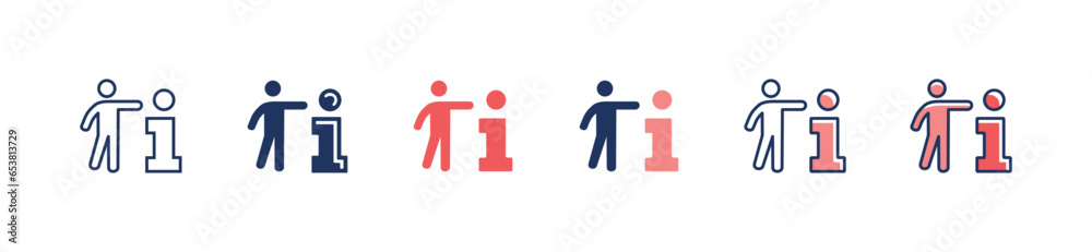 simple people and letter i icon vector business manual instruction guide client support information assistant symbol illustration
