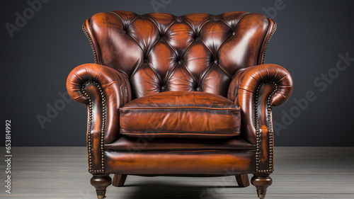 vintage leather sofa in studio