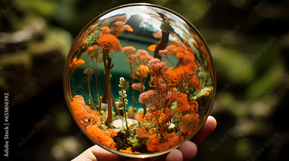 Fototapeta premium A crystalline structure magnifying the world's microscopic wonders, celebrating the intricate details often overlooked in nature.