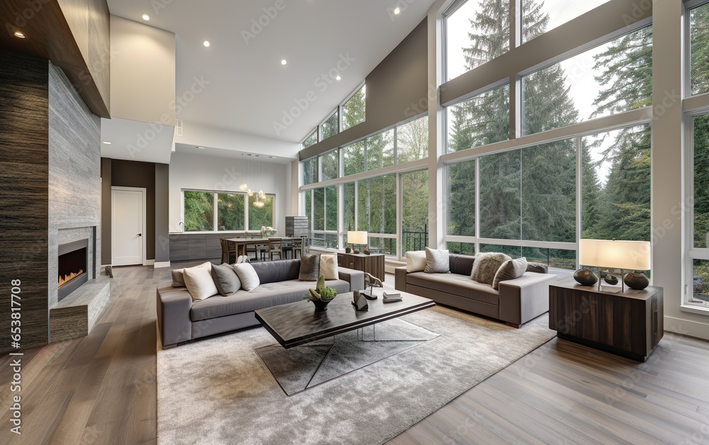 Large modern luxury living room interior in Bellevue Large modern luxury living room interior in Bellevue