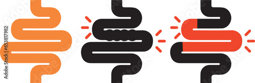 Colitis. Gut constipation icon. Abdominal, bloating vector. Stomach. Gastroenterology for medical design.  Health care Vector graphics