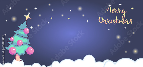 Christmas Greeting Card With Cartoon Tree