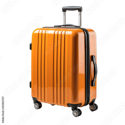 orange luggage suitcase isolated on transparent background