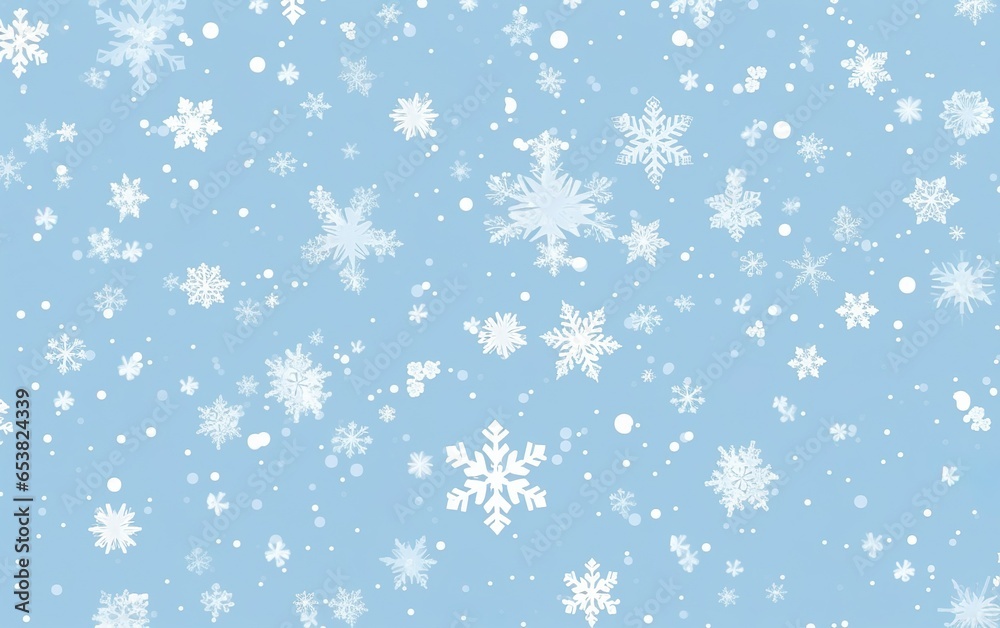 White snow falling on sky blue background seamless pattern White snow falling on sky blue background seamless pattern