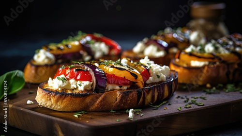 Grilled vegetable and goat cheese bruschetta, a flavorful alternative to classic appetizers