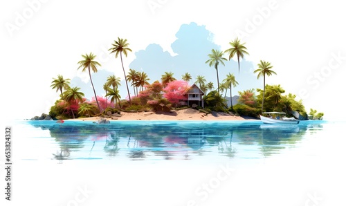digital art beautiful island resort, ai generative