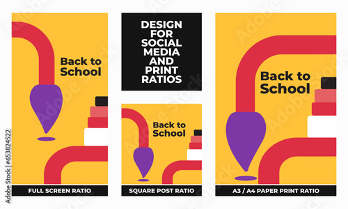 Back to school set for social media and print ratios vector set social media set design