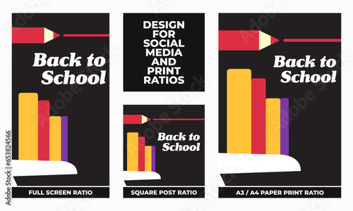 Back to school set for social media and print ratios vector set social media set design