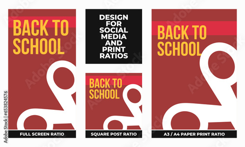 Back to school set for social media and print ratios vector set social media set design