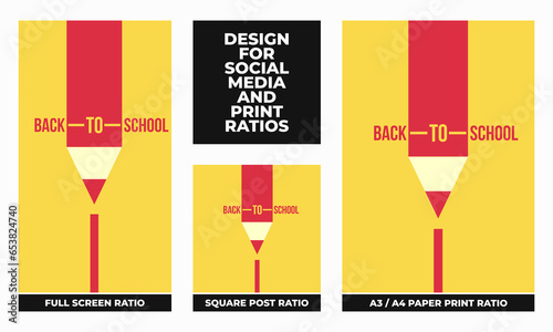 Back to school set for social media and print ratios vector set social media set design