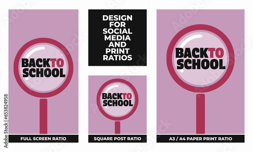Back to school set for social media and print ratios vector set social media set design