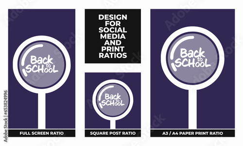 Back to school set for social media and print ratios vector set social media set design