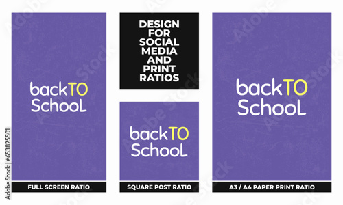 Back to school set for social media and print ratios vector set social media set design