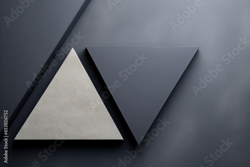 Cream and grey modern abstract background design featuring geometric triangle shapes, subtle gradient, captivating noise, and fine-grain texture—a visual symphony in harmonious abstraction photo