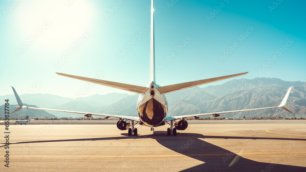 modern airplane at an airfield