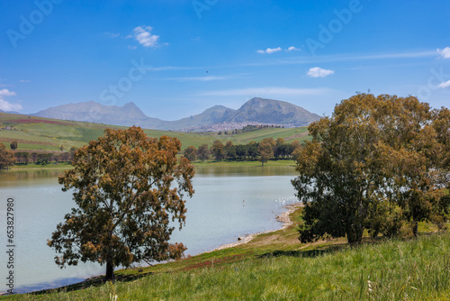 Landscape by Lake Poma on the island of Sicily photo