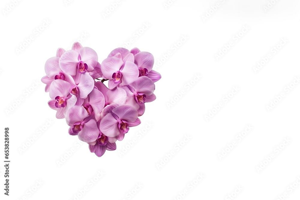 heart shaped orchid flower blank space, ai generative