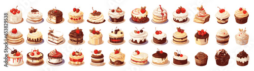 set of vector illustration of cake. isolated on a transparent background. eps 10	