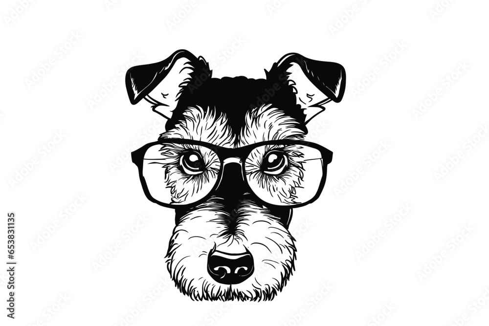 Canine Chic: Airedale Terrier Sporting Glasses Vector