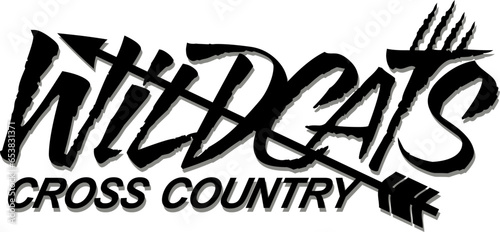 wildcats cross country team design with arrow for school, college or league sports