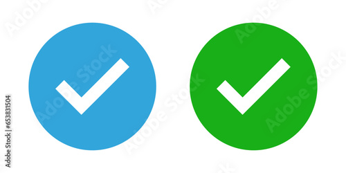 blue and green tick mark icon vector illustration