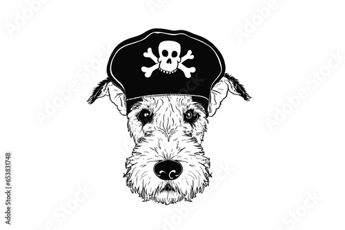 Pirate Pup Adventure: Airedale Terrier in a Pirate Hat Vector