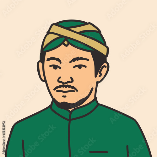 Illustration of a Muslim cleric, academic, scholar, with a turban and Middle Eastern clothing