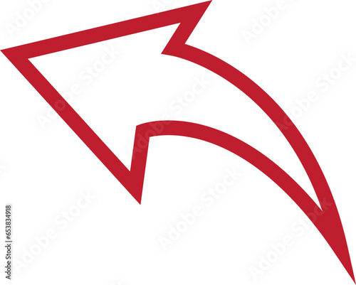 Red Arrow Sign. Vector Icon. Transparent Background.