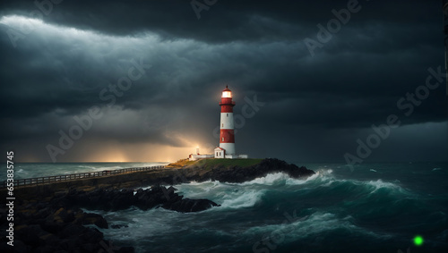 Lighthouse Guiding Through the Stormy Night