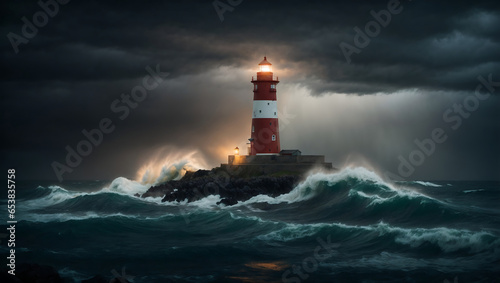 Lighthouse Guiding Through the Stormy Night