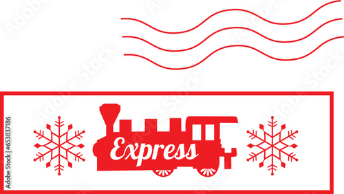 Christmas Rubber Stamp. North Pole Train