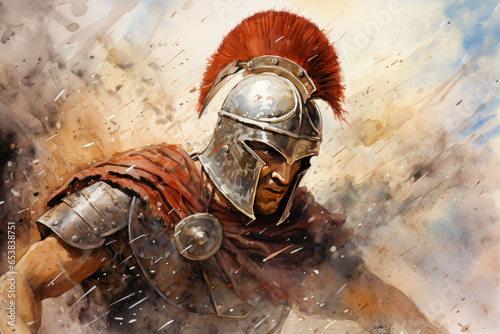 Fotótapéta Roman legionary soldier in armor on a white background.