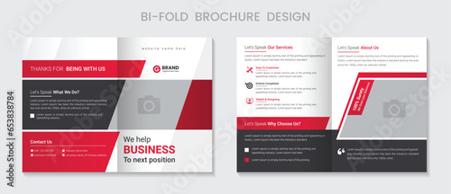 Corporate Business Bi-Fold Brochure Design Template. Design Template Geometric shape used for business Bi-Fold Brochure layout. Corporate Brochure, Business Brochure, A4 with Bleed, Print Ready